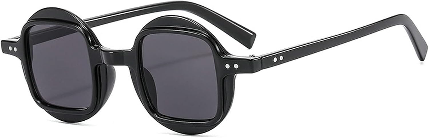 

Laureles Модные круглые женские солнцезащитные очки в стиле ретро-панк, квадратные мужские солнцезащитные очки с градиентом и заклепками, двухцветные солнцезащитные очки, Black/Grey