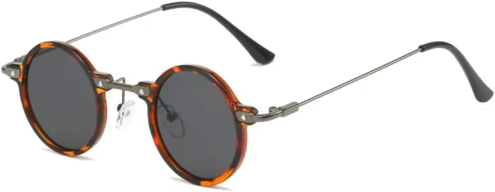 

Ретро маленькие круглые солнцезащитные очки для женщин и мужчин, прозрачные линзы Ocean, защита от УФ-излучения UV400, в стиле панк UATXTAU, Leopard Grey