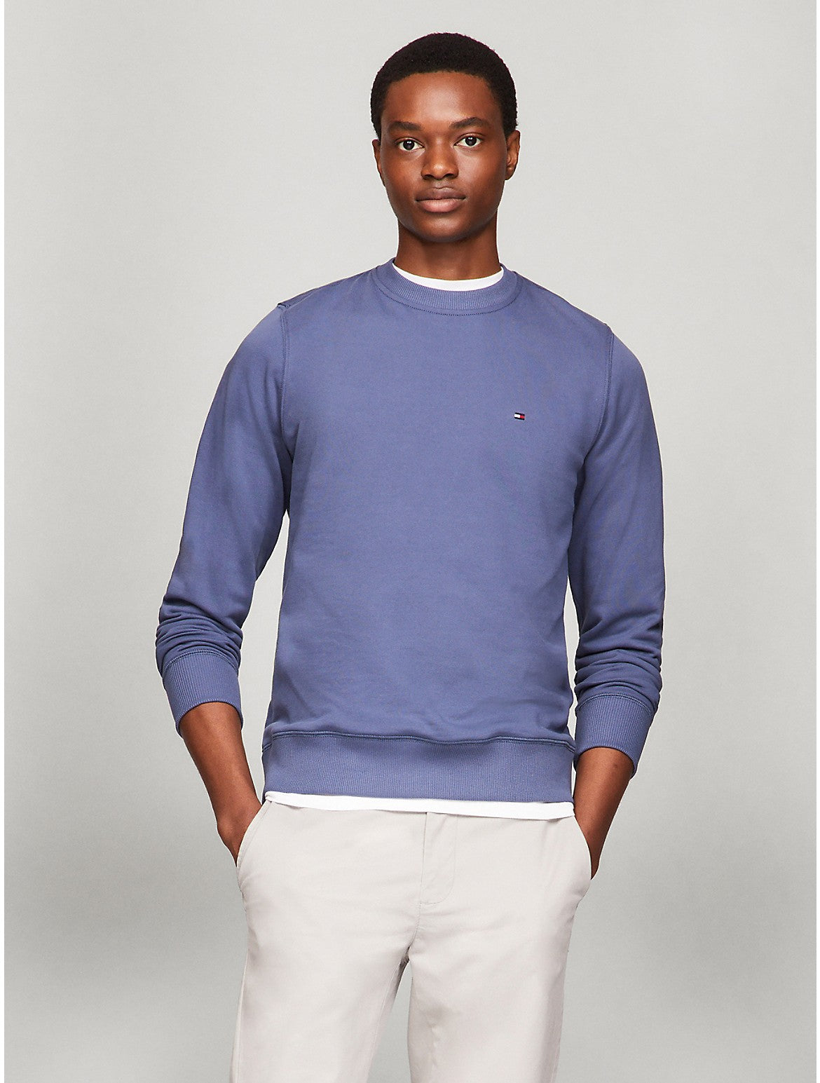 

Мужская однотонная толстовка с круглым вырезом Tommy Hilfiger, цвет bank blue