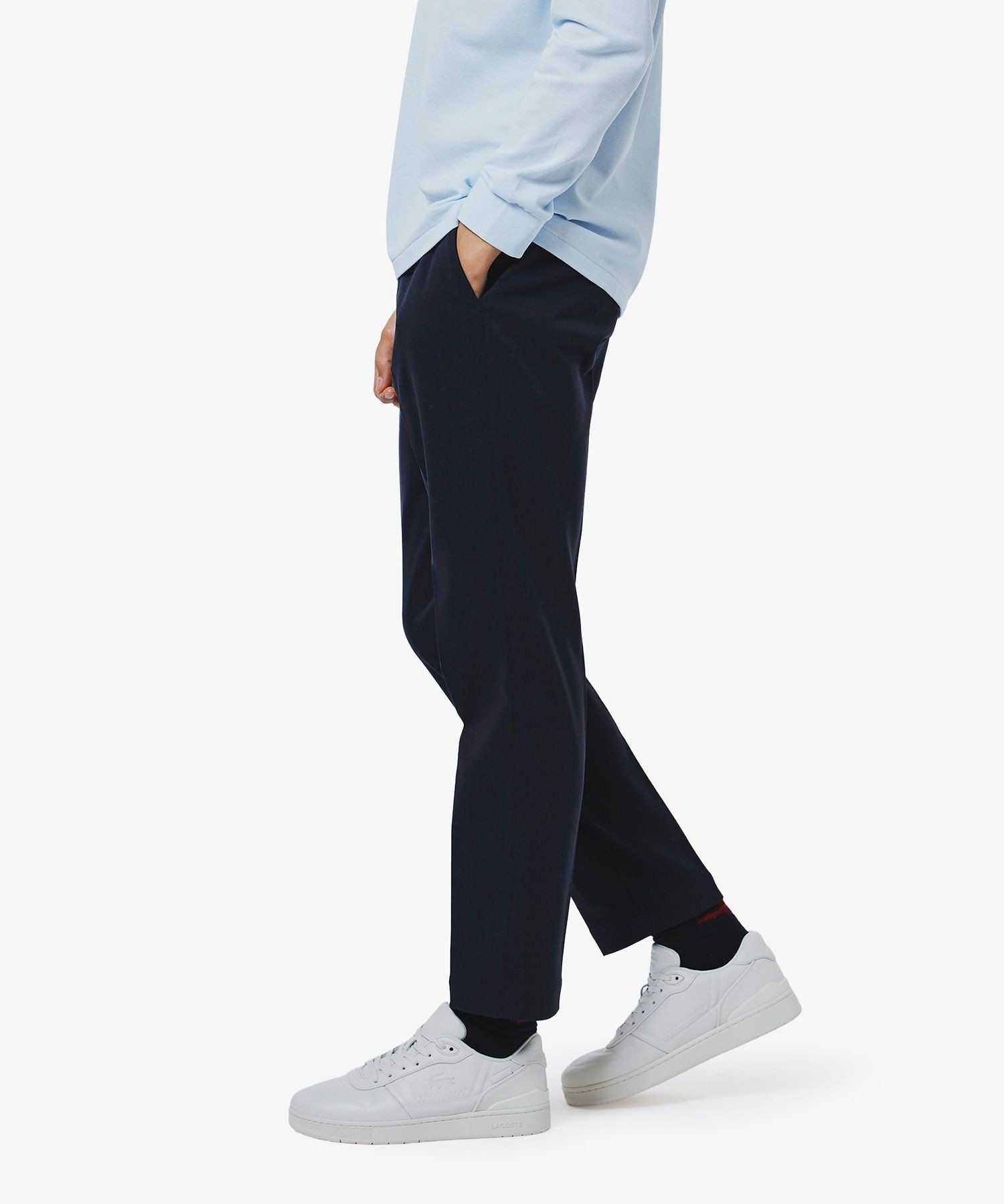 Приталенные брюки из эластичной ткани, напоминающей шерсть LACOSTE, Navy — фото 4