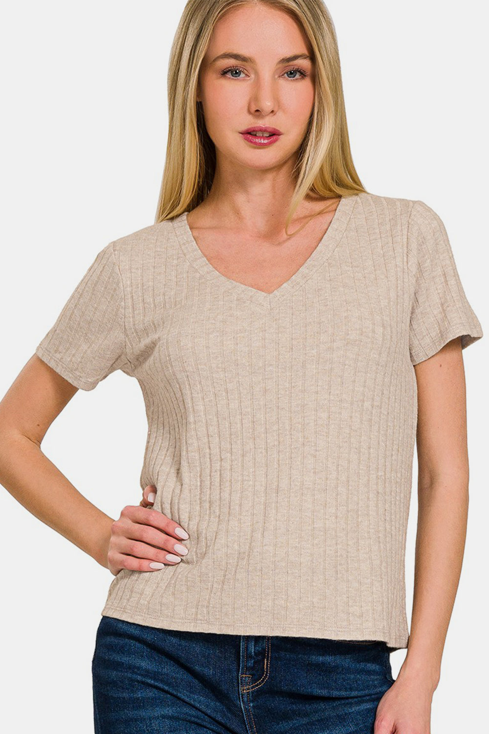 

Футболка с коротким рукавом в рубчик FASHNZFAB, цвет ash mocha