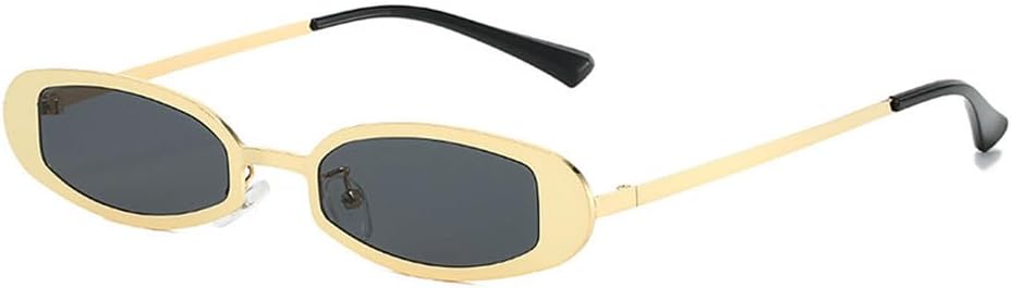 

Солнцезащитные очки UV400 с защитой от ультрафиолета — маленькие овальные металлические панк-очки с прозрачными линзами для женщин и мужчин, для бега и занятий спортом на открытом воздухе UYPTK, Gold Black