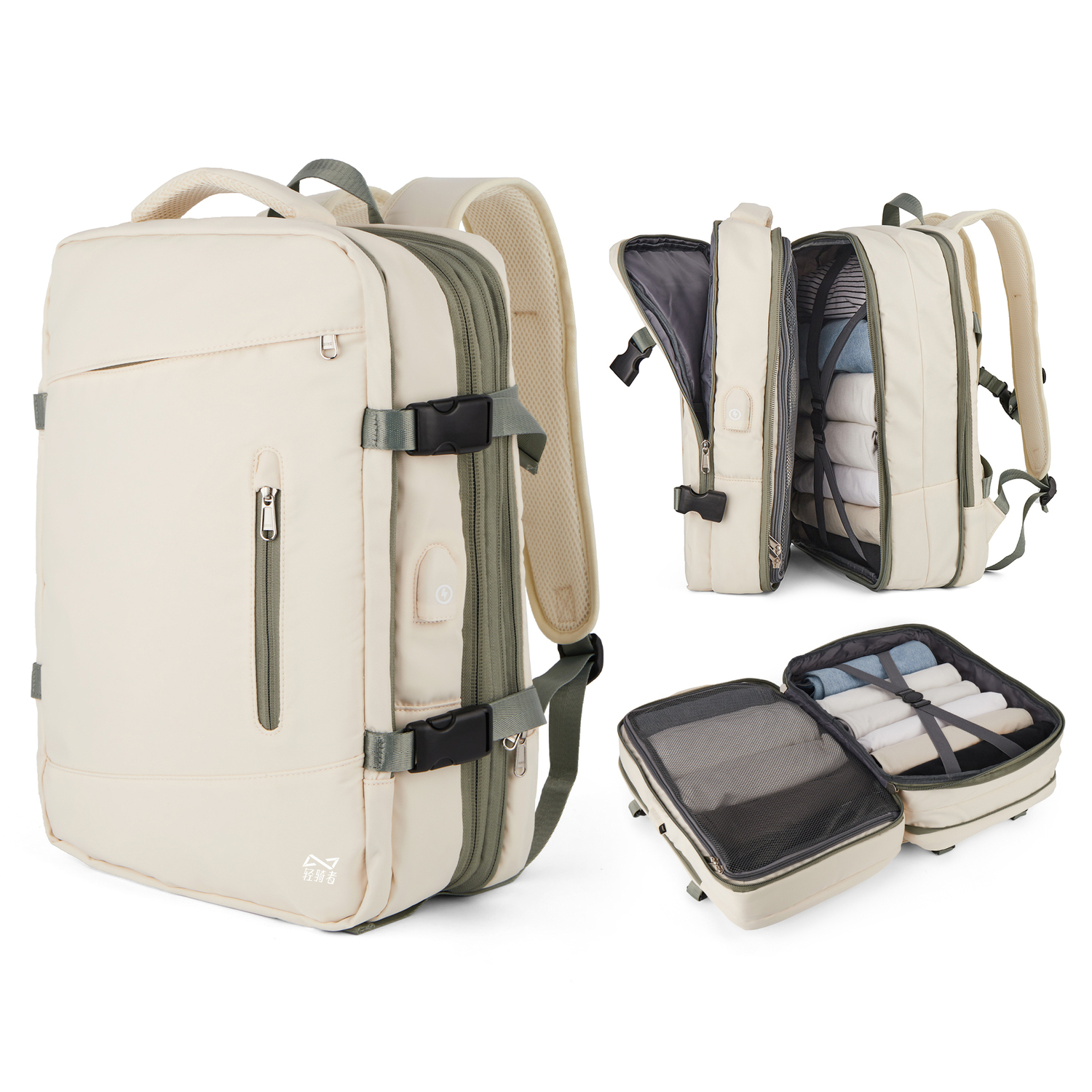 

KEYSTREET Тканевый дорожный рюкзак унисекс разноцветный, Beige White Green Multicolor[Includes Wet-Dry Separation Pocket+Expandable Capacity]