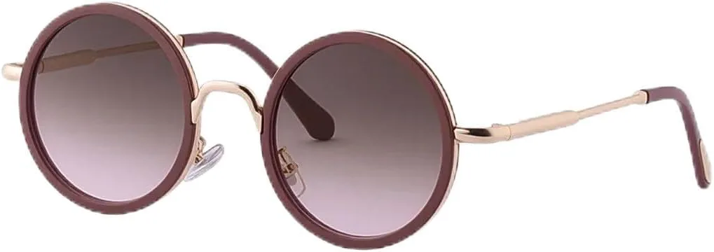 

Круглые металлические панк-солнцезащитные очки для женщин и мужчин, модные, для уличной фотографии на открытом воздухе, солнцезащитные TVTBBVV, Brown Pink