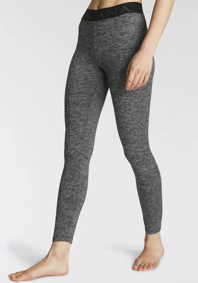 

Леггинсы LASCANA ACTIVE, крапчатые, с эластичным поясом и тканой надписью, цвет Schwarz-Meliert