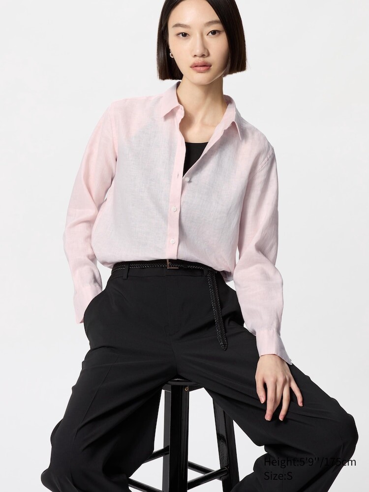 

Рубашка из 100% льна премиум-класса Uniqlo, цвет 10 розовый