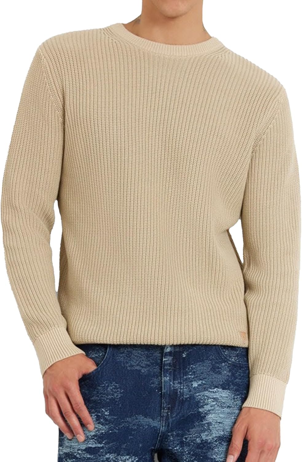 

GUESS Мужской свитер Eco Delmar с рубчиком и эффектом потертости, Impact Grey