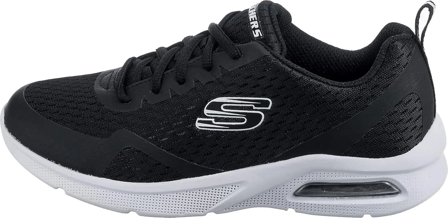 Кроссовки Skechers Girls' Microspec Max Electric Jumps, Black Textile Black White Trim — фото 2