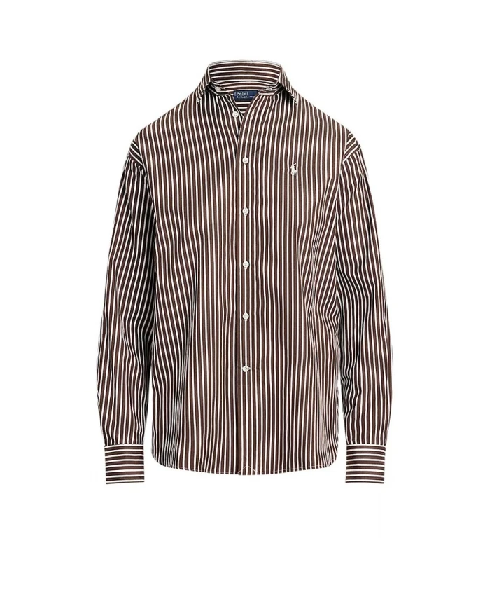 

Свободная хлопковая рубашка Polo Ralph Lauren, коричневый