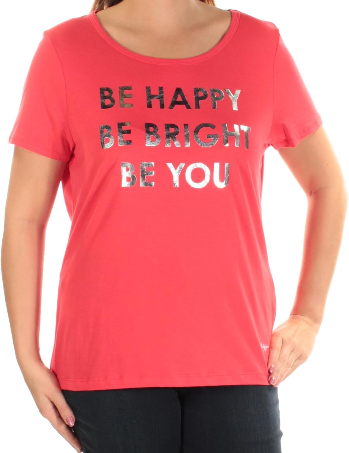 

Футболка с металлизированной графикой Tommy Hilfiger Be Happy, Chili