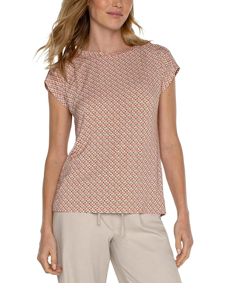 

Топ Liverpool Los Angeles Boat Neck Dolman Jersey Knit Top with Shoulder Pleats, цвет Multi Geo
