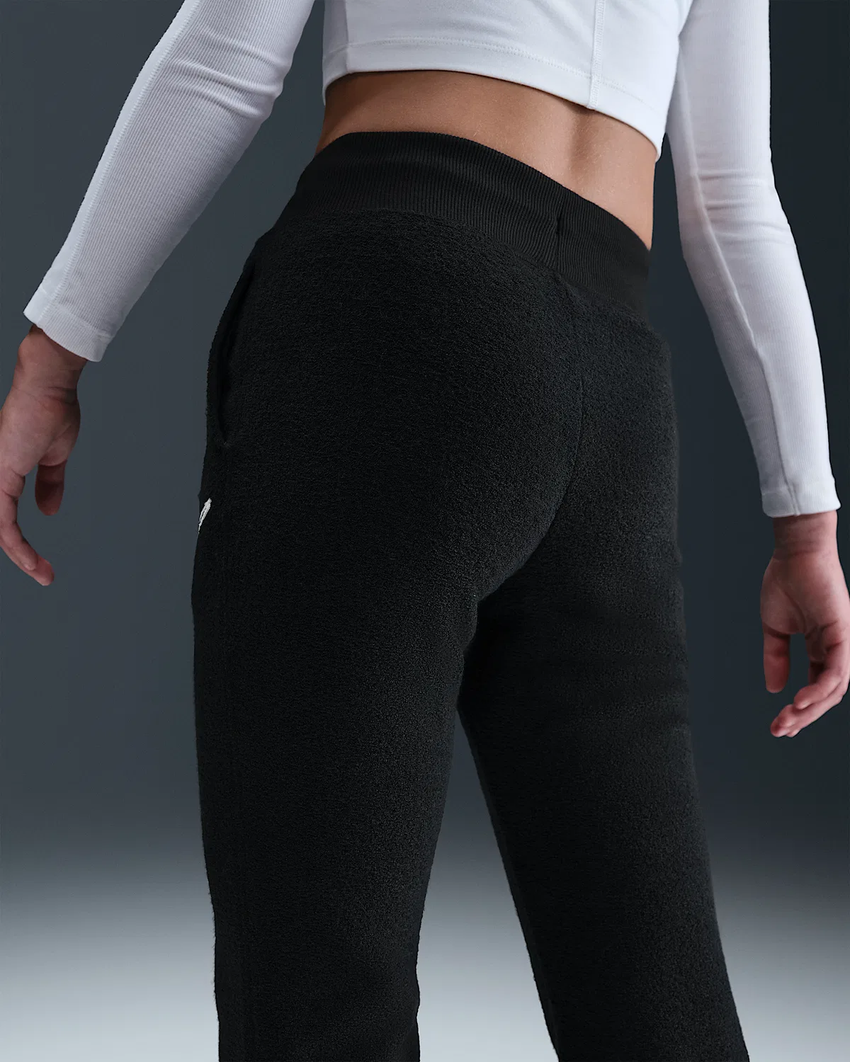 Детские (для девочек) флисовые штаны Nike Sportswear, Black/White — фото 3