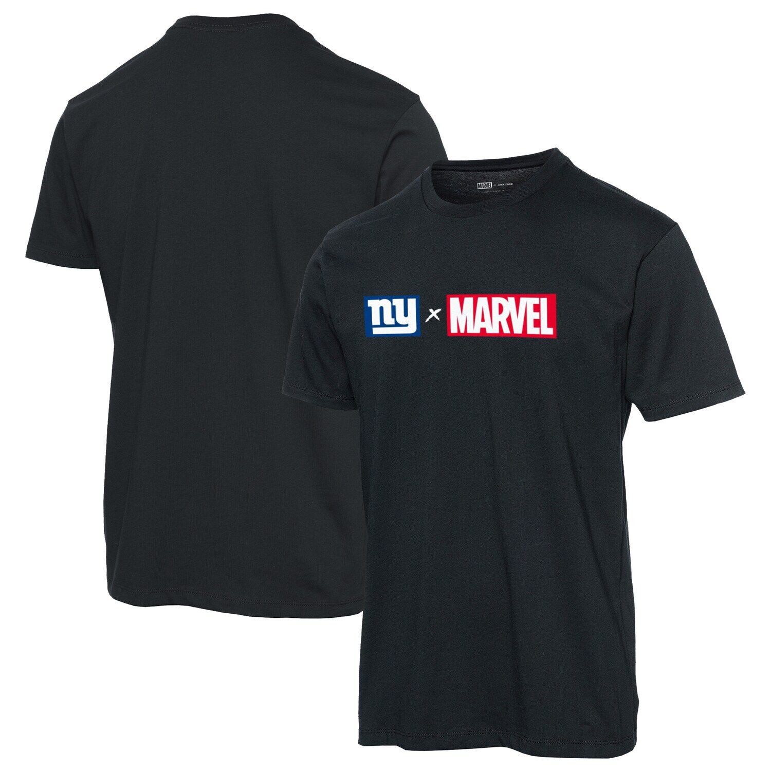 

Черная мужская футболка с логотипом Marvel New York Giants Junk Food, Черный, Черная мужская футболка с логотипом Marvel New York Giants Junk Food