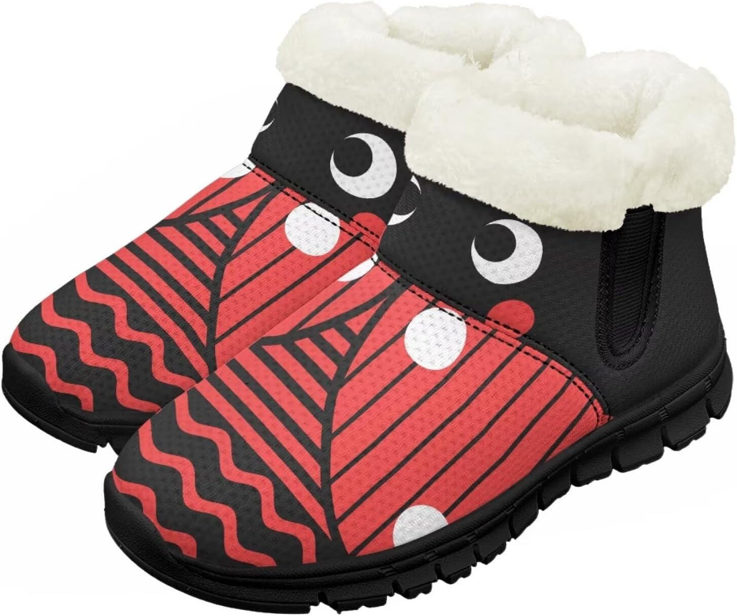 

Детские зимние ботинки Chririnla для девочек и мальчиков, нескользящие, с меховой подкладкой, теплые, для улицы, легкие в надевании и снятии, Cartoon Ladybug