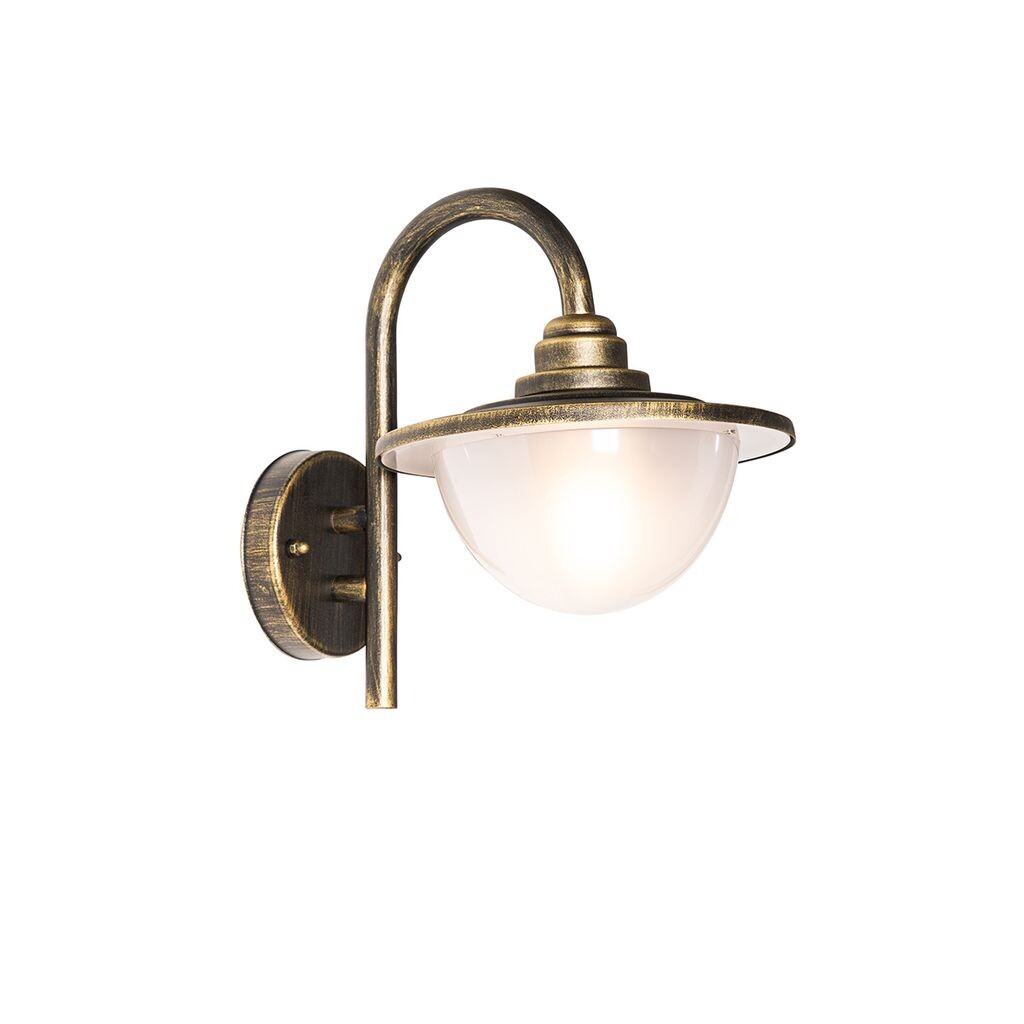 

QAZQA - Classic I Antique Classic уличный настенный фонарь Antique Gold I Brass IP44 - Брюгге I Наружное освещение - Круглая нержавеющая сталь - Подходит для светодиодов E27, золото