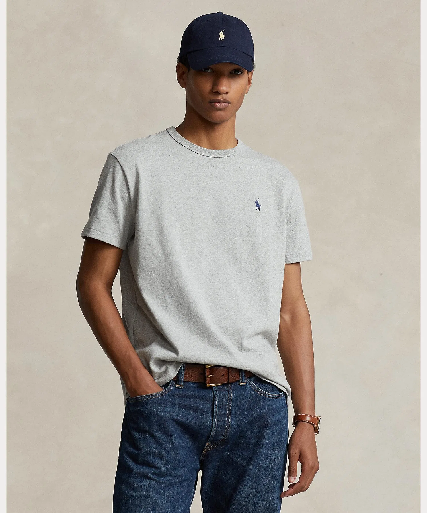 Унисекс футболка из хлопка POLO RALPH LAUREN классического кроя серая