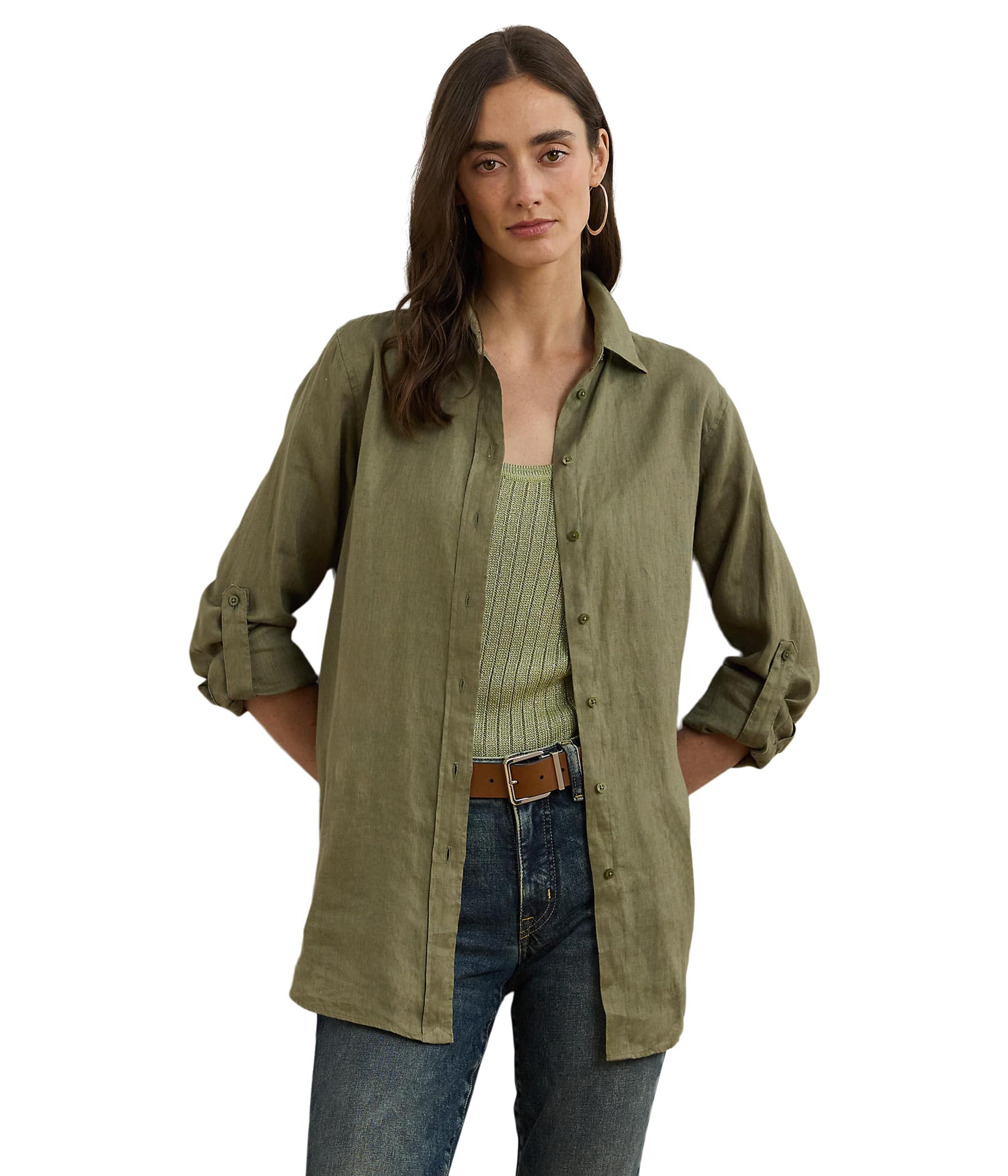 

Рубашка Lauren Ralph Lauren Relaxed Fit Linen Shirt, цвет Sage Green