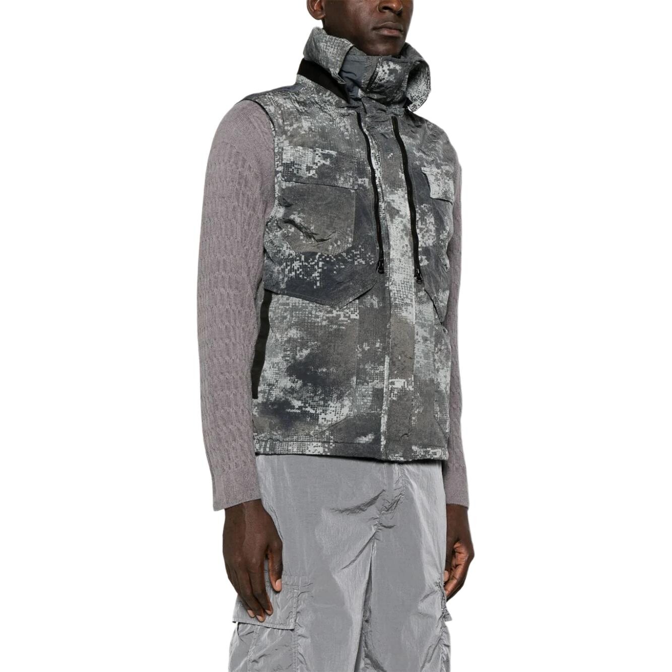 Жилет камуфляжного цвета Dissolveing Grid Stone Island, серый — фото 4