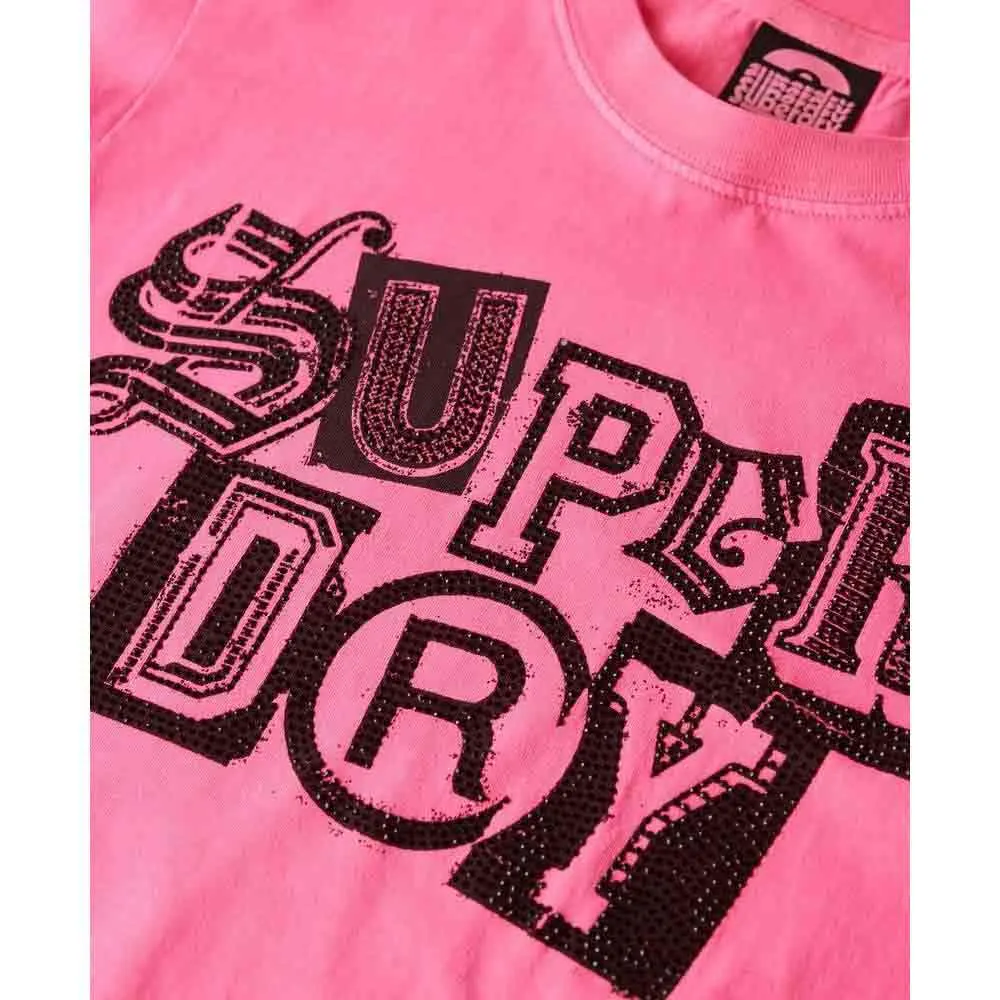 Футболка с коротким рукавом Superdry Punk Poster Relaxed, розовый — фото 2