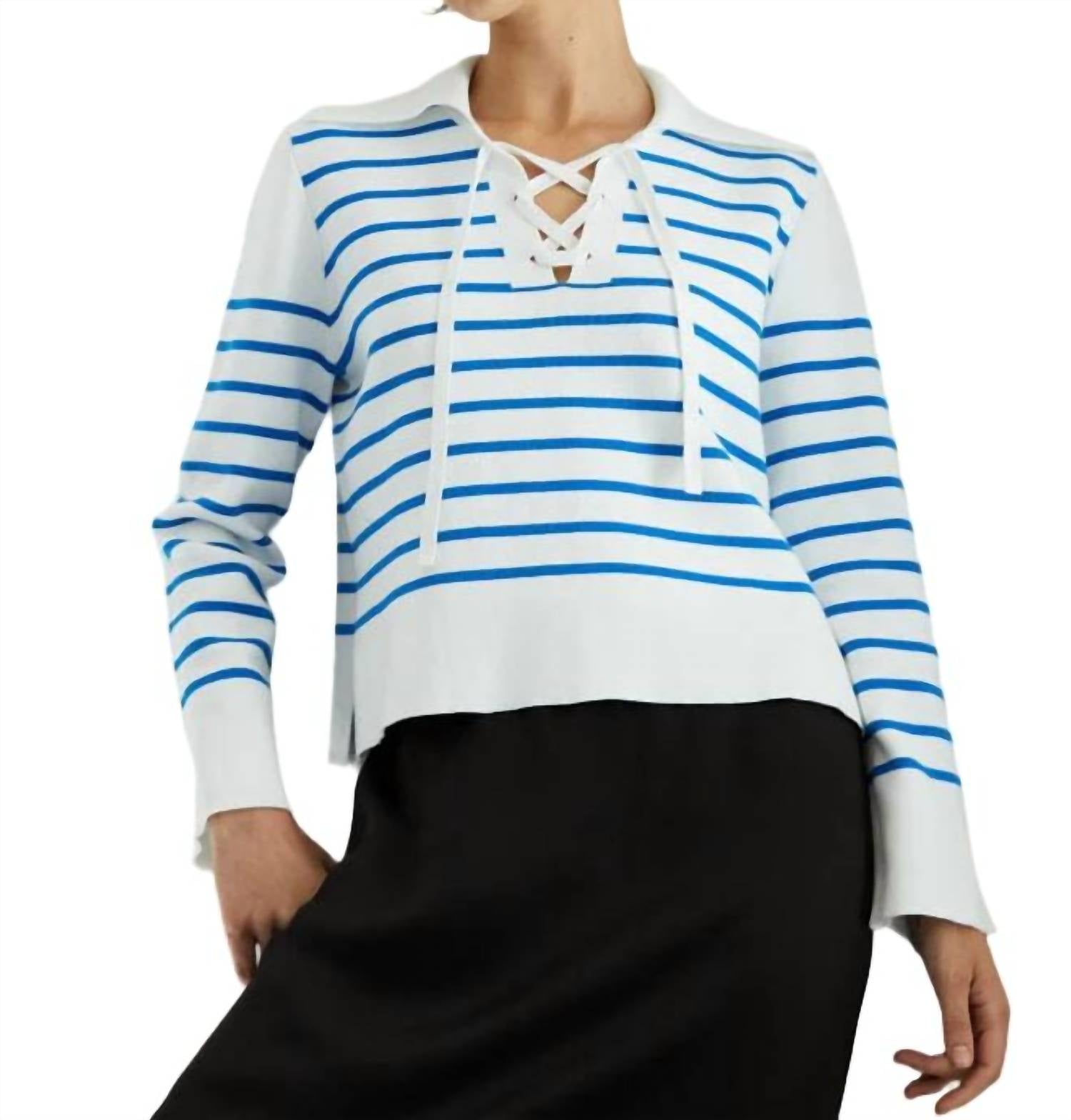 

Свитер Milano Breton Stripe в отбеленном синем цвете Autumn Cashmere