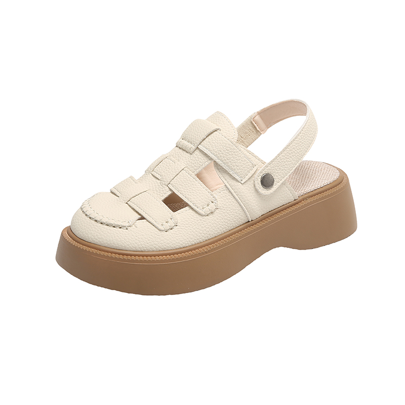 SUPEREDGE Римские сандалии женские 5 см бежево-черные, цвет Beige Black — фото 3