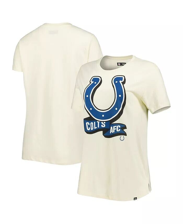 

Женская кремовая футболка Indianapolis Colts Chrome с боковой линией New Era