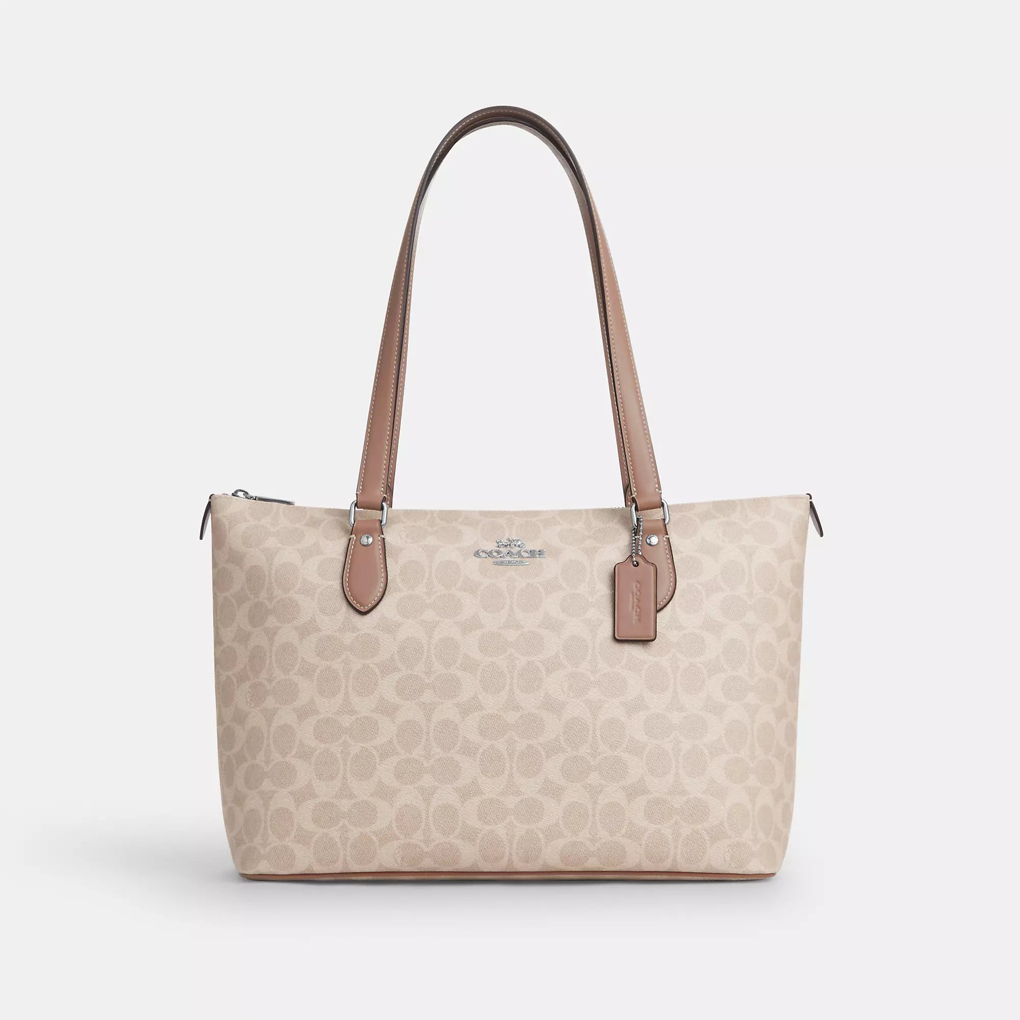 

Сумка-тоут Coach Outlet Gallery из фирменного холста, серебряный/песочный/серо-коричневый