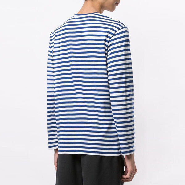 Футболка striped big heart long-sleeve t-shirt 'blue/white' Comme Des Garcons Play, синий — фото 3