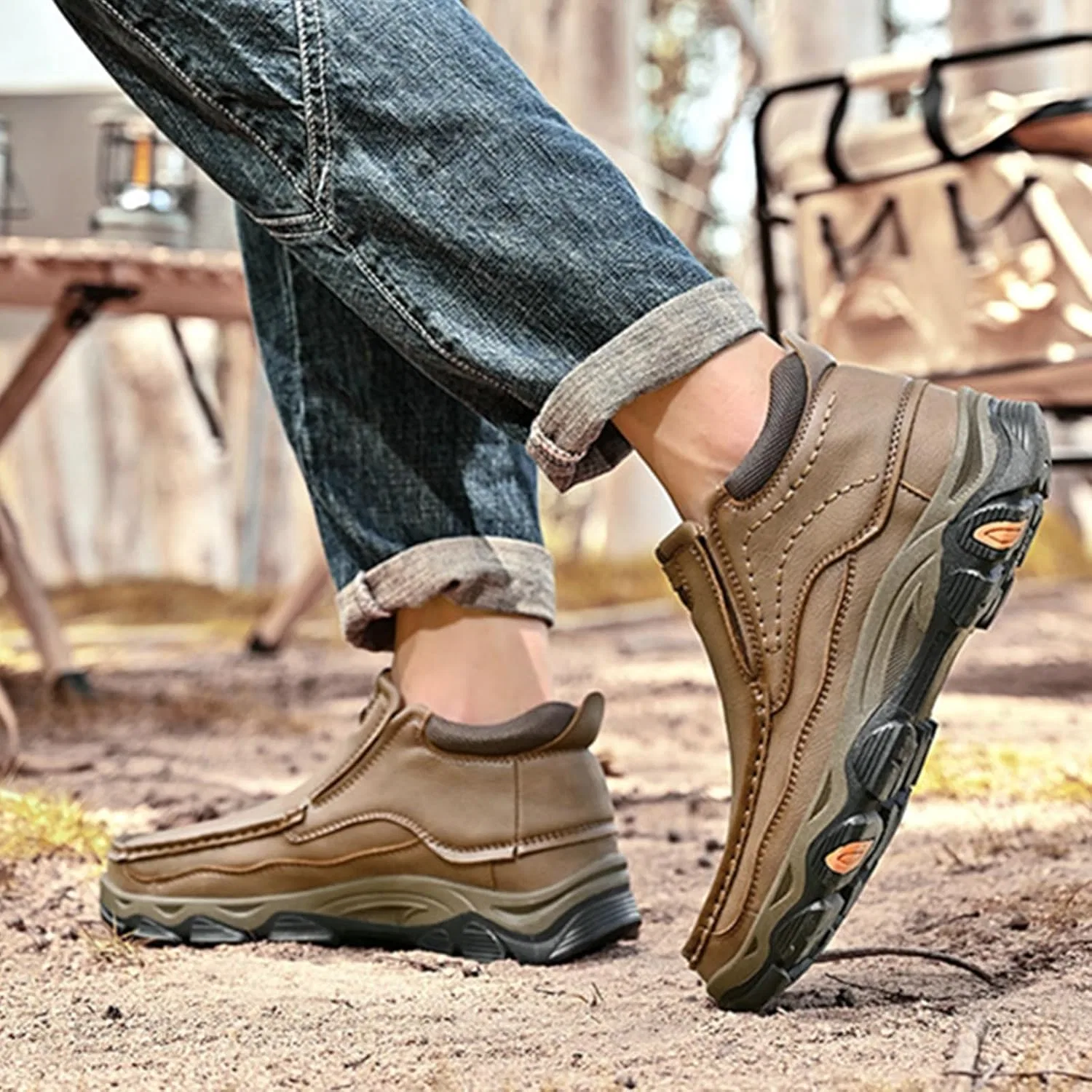 Лоферы мужские из натуральной кожи, Khaki SywzX&xfybz — фото 4