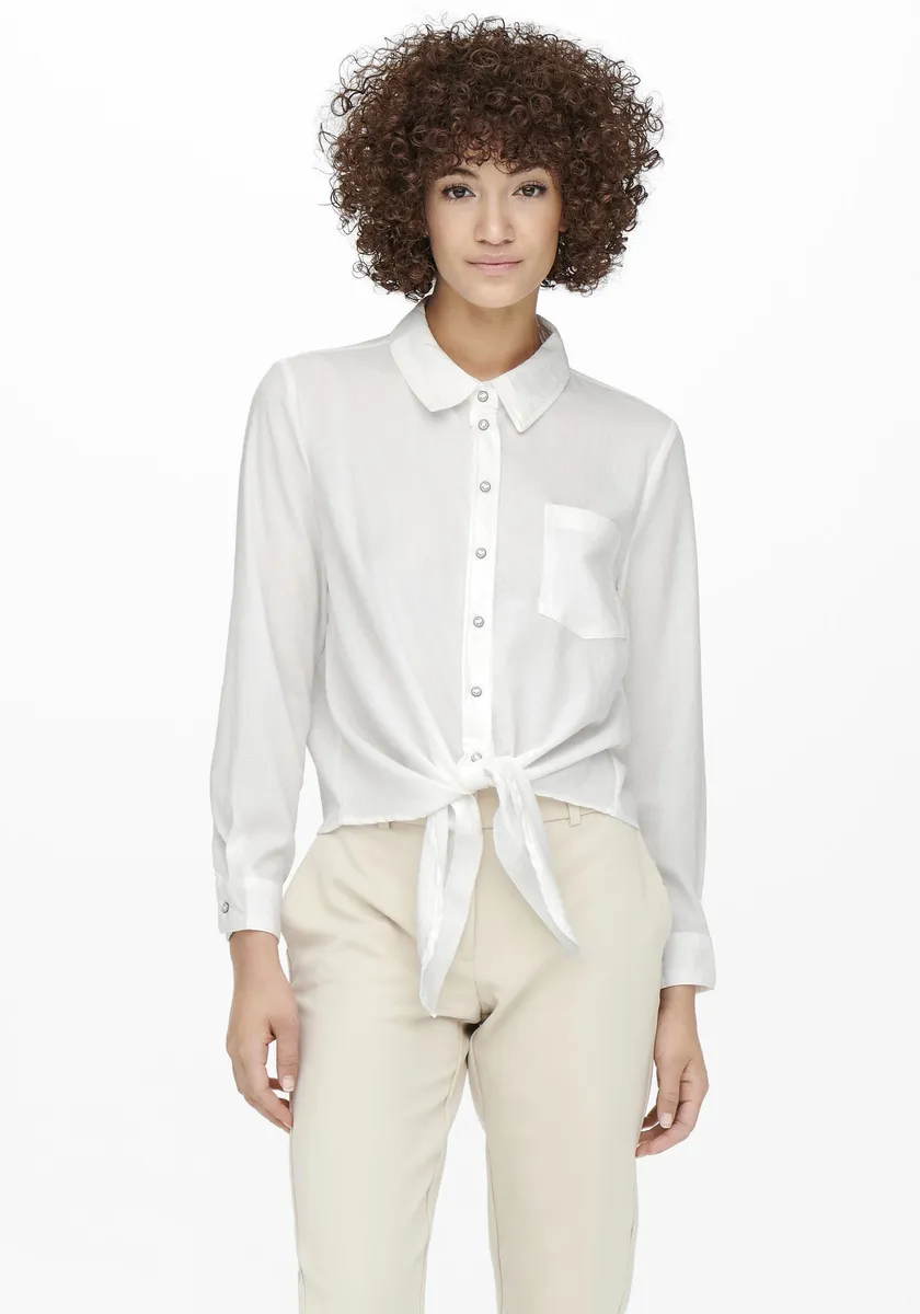 

Блузка-рубашка ONLY "ONLLECEY LS KNOT SHIRT NOOS WVN", цвет Cloud Dancer