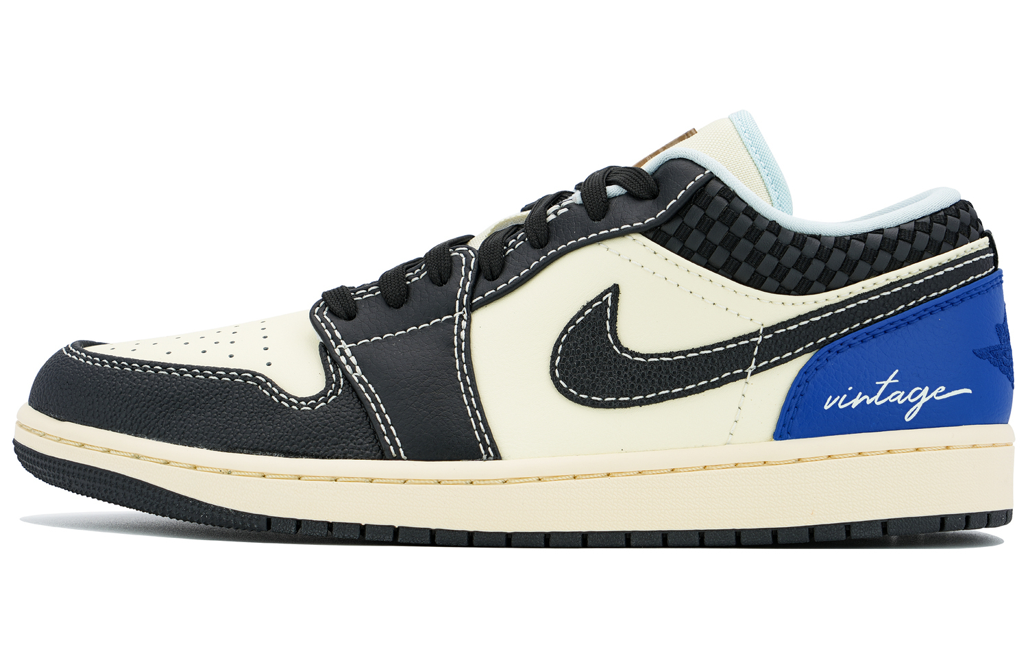 

Jordan Кроссовки Air 1 с амортизацией, противоскользящие и износостойкие, низкие, винтажные, мужские, бежевые, черный, синий