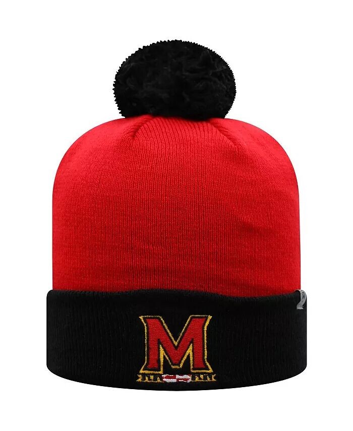 

Мужская красная, черная шапка Maryland Terrapins Core 2-цветная с манжетами и помпоном Top of the World
