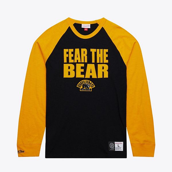 

Мужская черно-золотая футболка с длинным рукавом raglan Boston Bruins Legendary Slub Mitchell & Ness
