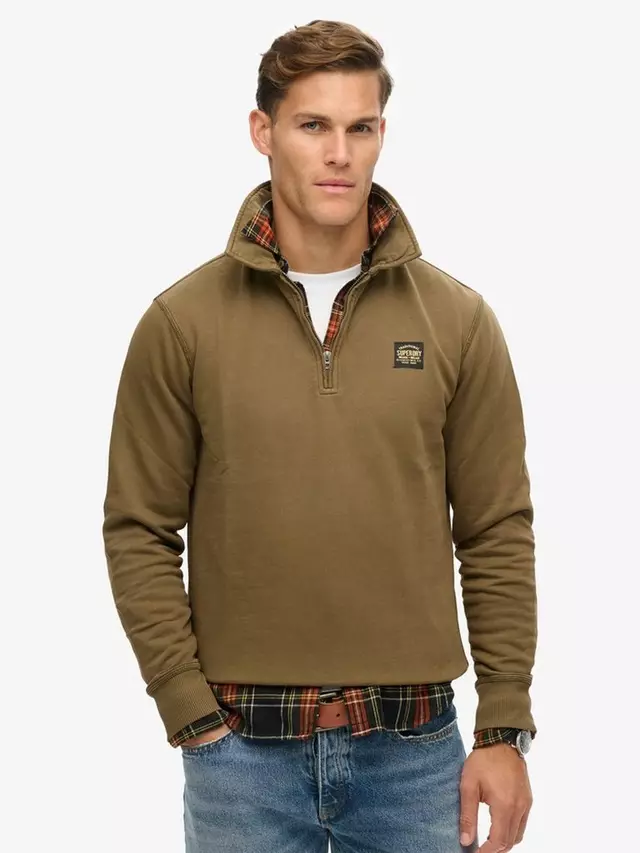 

Джемпер Superdry Contrast Stitch Half Zip Polo Neck, темно-зеленый