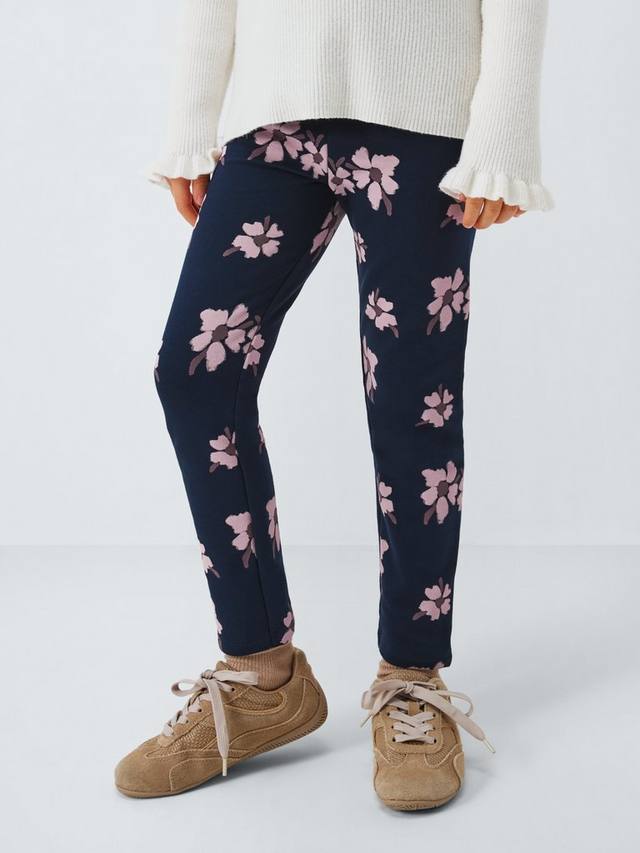 

Детские легинсы с узором plain/floral и мягкой внутренней стороной John Lewis, Pack of 2, Navy Berry