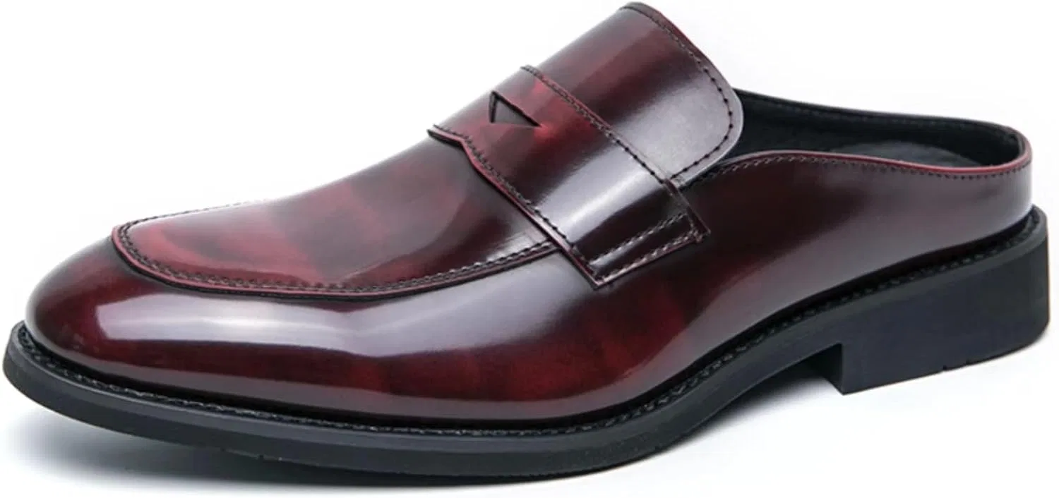 Туфли-лодочки кожаные лакированные, Slip-On, мюли, Red FOTN