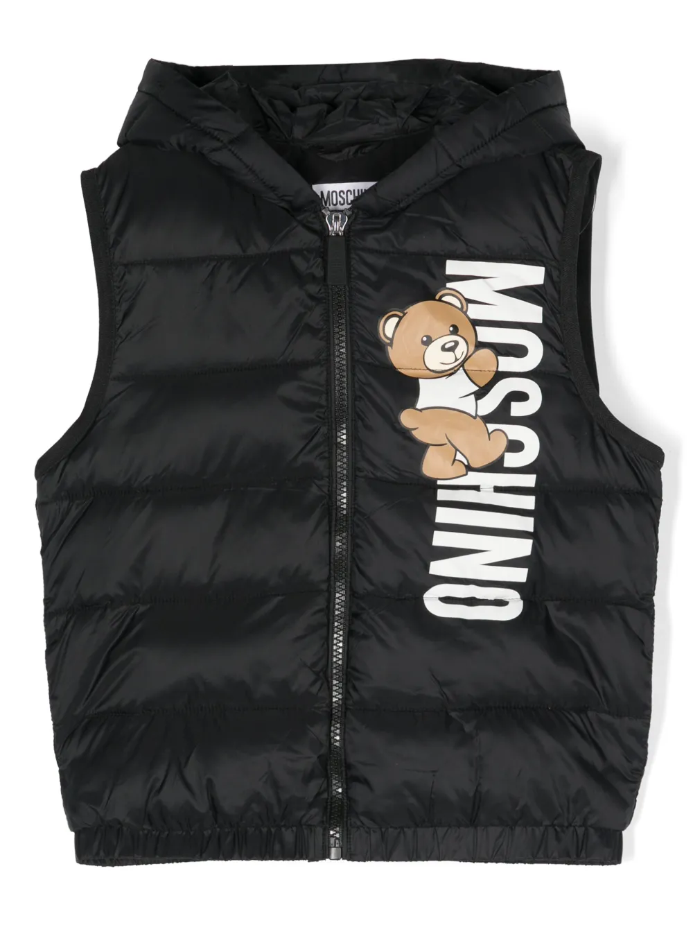 

Дутый жилет с принтом Teddy Bear Moschino Kids, черный
