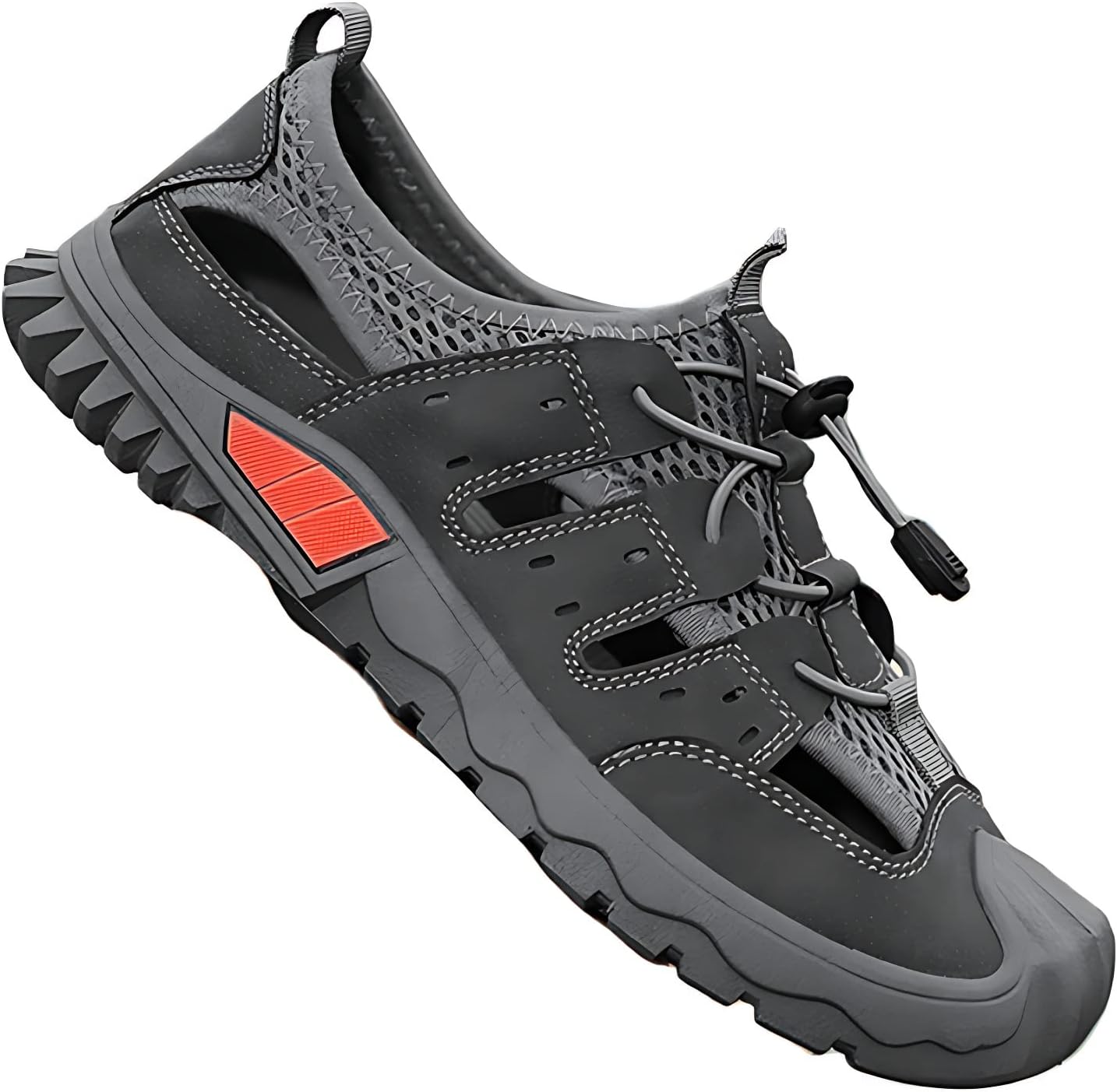 

Мужские сандалии быстрого высыхания для походов, вождения и пляжа, закрытым носком, наружные кожаные спортивные сандалии Generic, серый