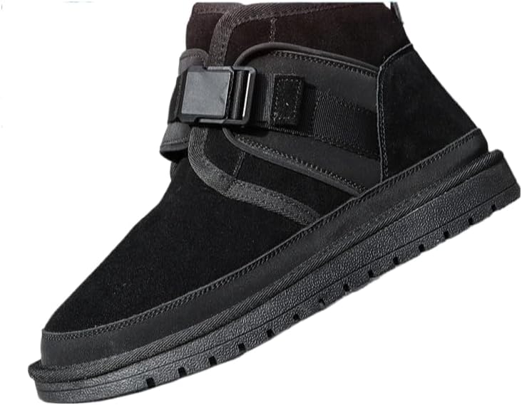 

Унисекс зимние платформенные снежные ботинки Azttoztto из натуральной кожи, с застежкой на пряжку, мягкой подкладкой, парные, с удобной подошвой на танкетке, черный