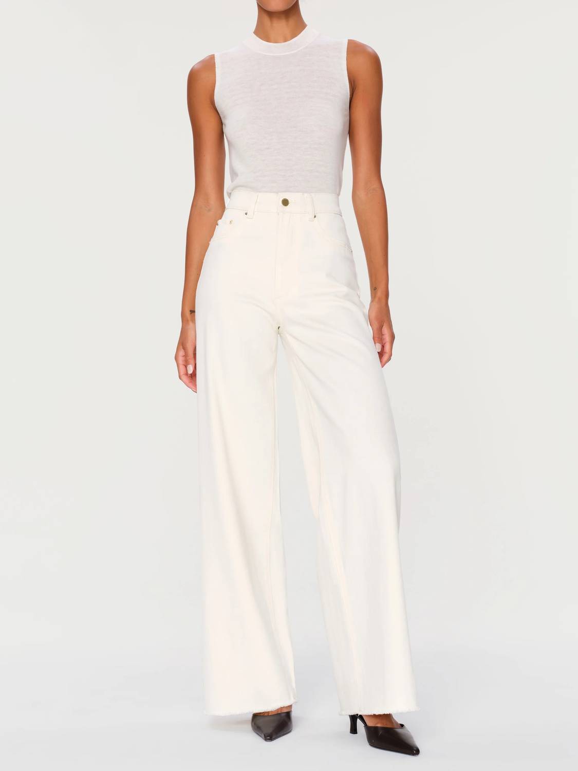 

Джинсы Hepburn Wide Leg High Rise Vintage 31" в цвете Eggshell DL1961 - Women's