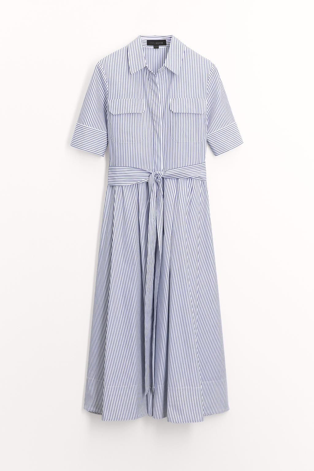 

Полосатое поплиновое платье ZARA, цвет White/Navy
