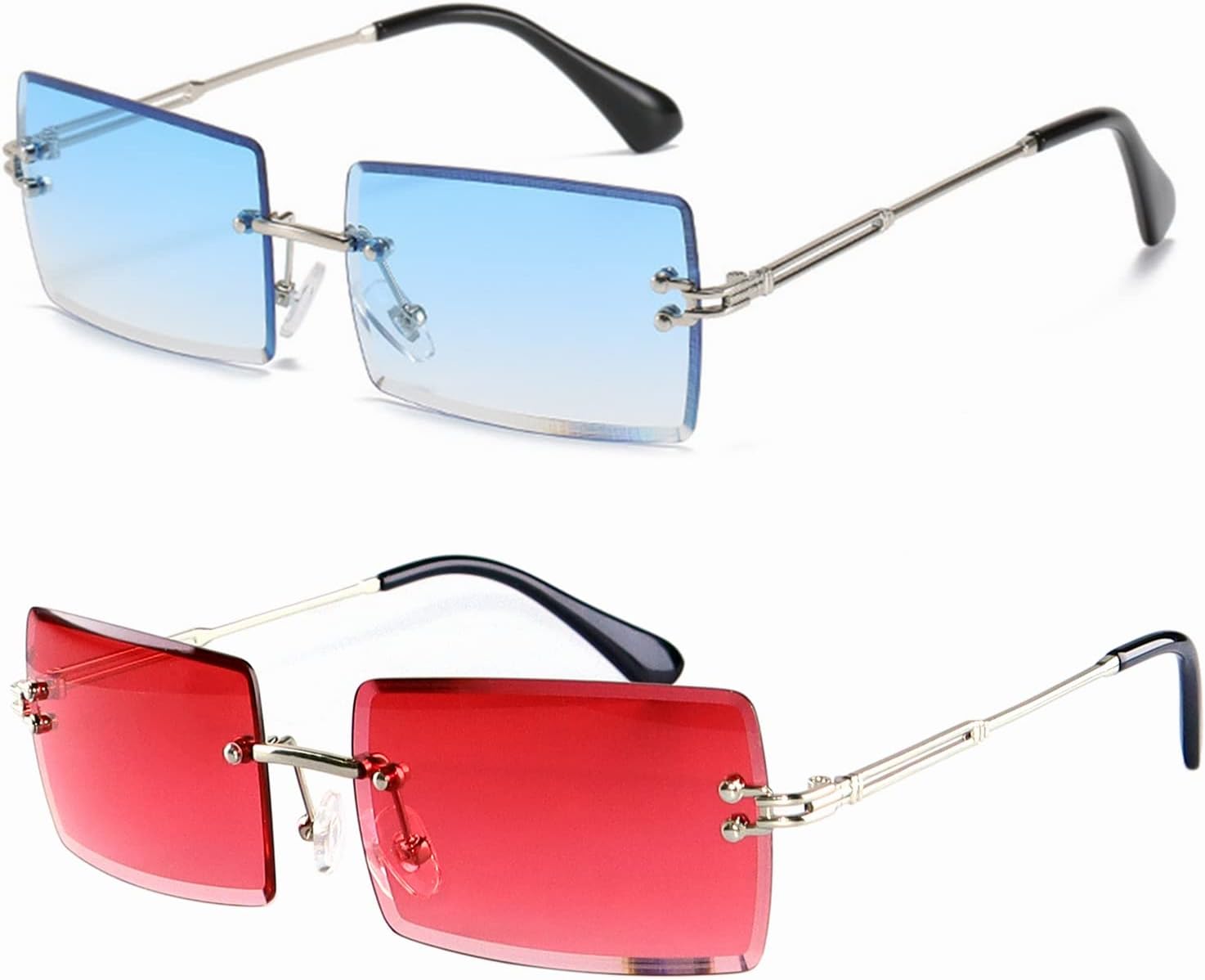 

Солнцезащитные очки LASPOR серебристого цвета, прямоугольной формы, для мужчин и женщин, ретро-винтаж 90-х и 2000-х годов, квадратные, без оправы, тонированные, Blue + Red