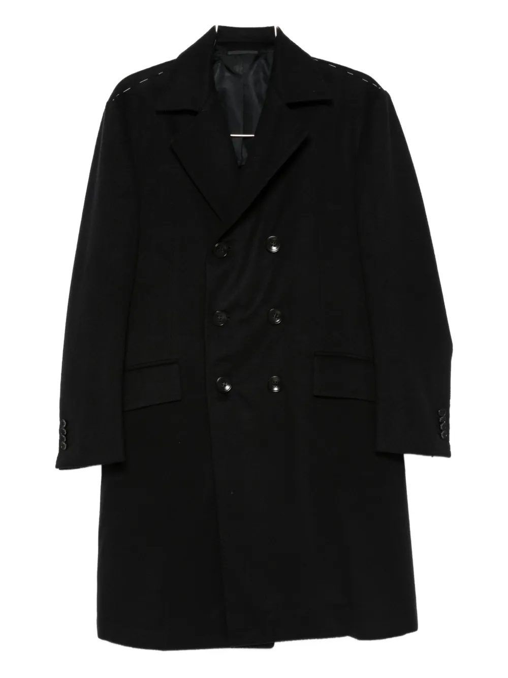 

Двубортное пальто из купро Kiton, черный