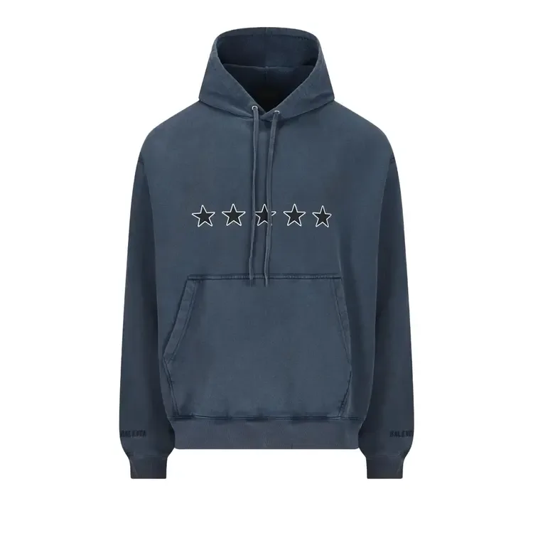 Толстовка Balenciaga Oversized с завязками, цвет «Washed Navy»