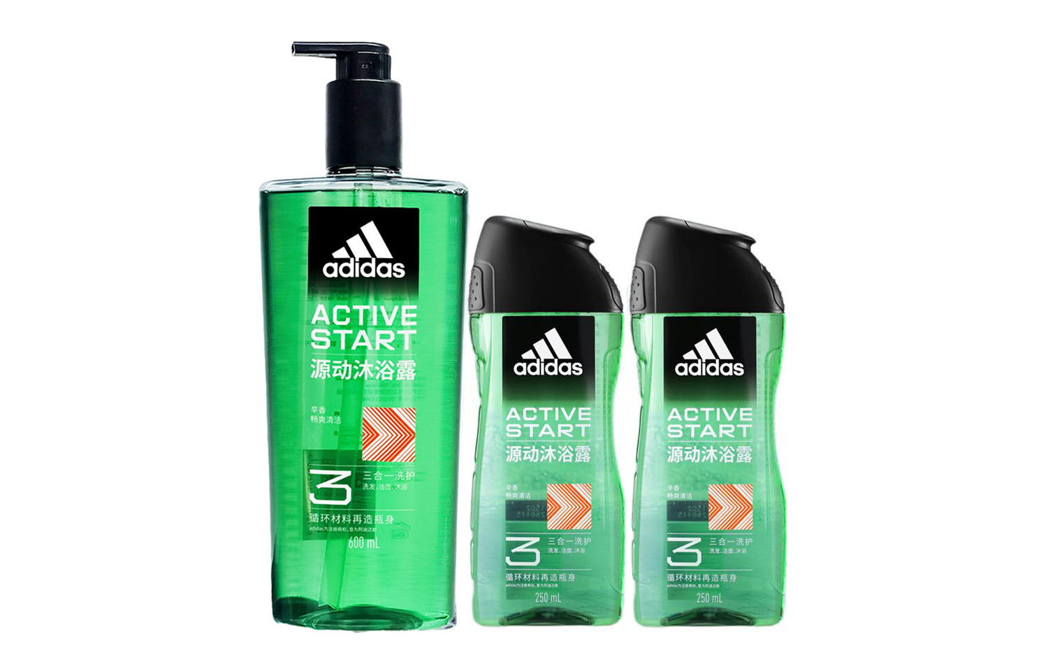 

Спортивный успокаивающий 3-в-1 мужской гель для душа очищение и увлажнение 250мл/250мл*2/600мл/600мл*2 Adidas