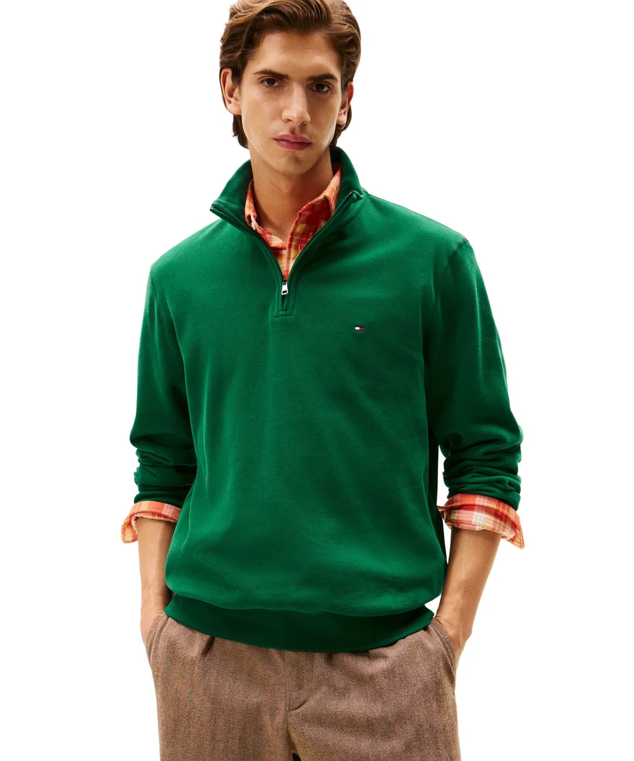 Свитшот с 1/4 молнией Tommy Hilfiger, зелёный