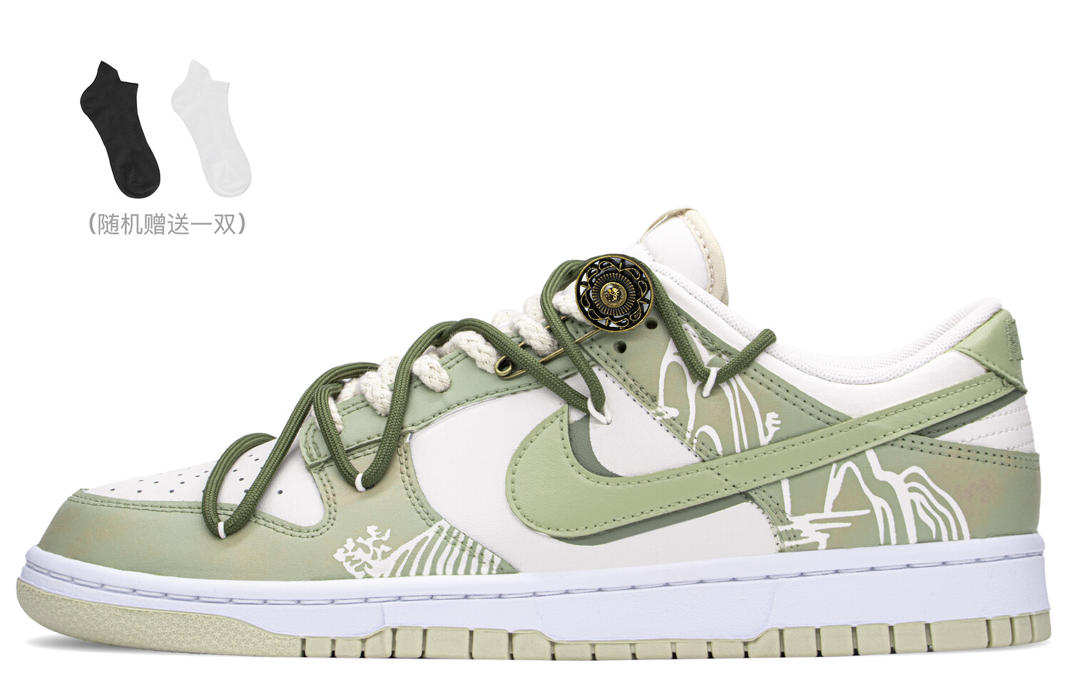 

Кроссовки Nike Dunk Skateboard Shoes Men Low-Top Beige Green
