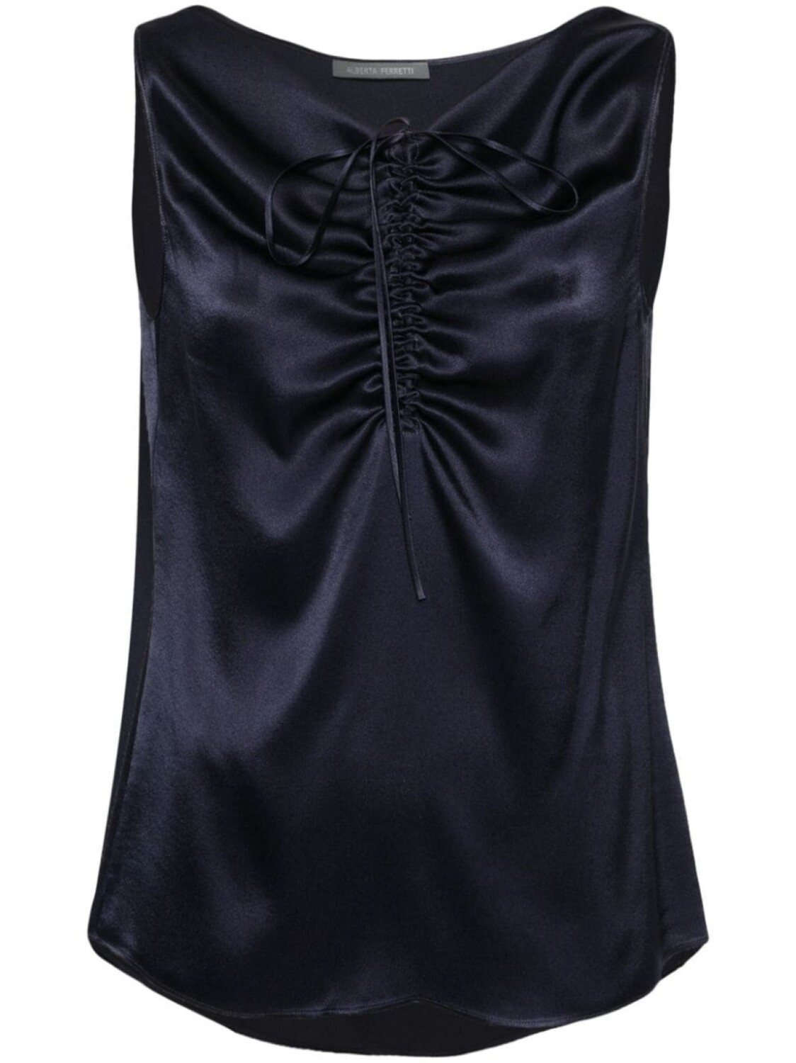 

Атласная блузка со сборками Alberta Ferretti, синий