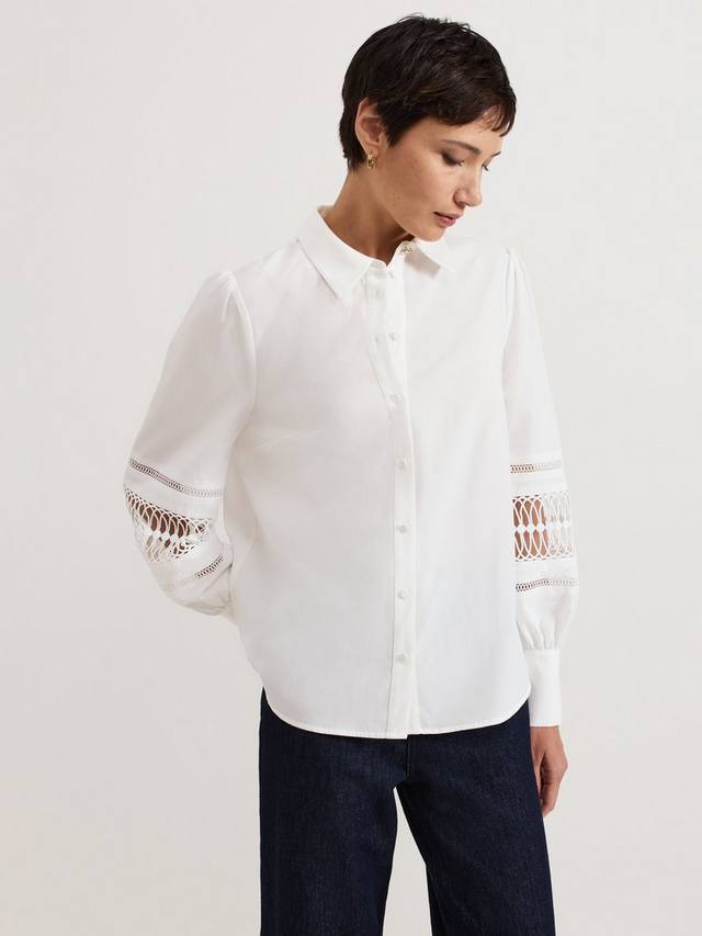 

Рубашка Emmelina с рукавами с вышивкой Phase Eight, White