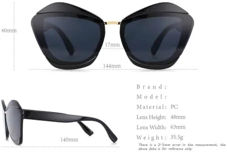 

Солнцезащитные очки «кошачий глаз» большого размера 2026 года для женщин, модные солнцезащитные очки с защитой от УФ-излучения UV400 в винтажном стиле MTZJH, Gray